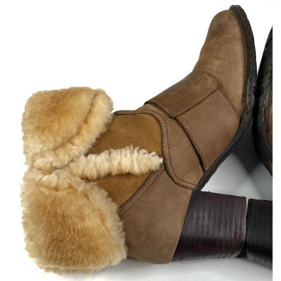 Born AMAZE Shearling Wool Suede Leather Ankle Boots Women's 8.5/40 Monk Strap - Picture 7 of 14